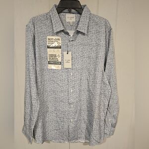 C-LAB NYC Slim Fit Floral Shirt XL 17-1/2 34/35 NO COLLAR BUTTON Blue White NWT